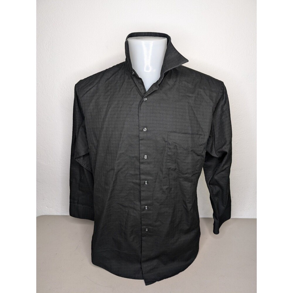 Arrow Black Fitted Wrinkle Free Button Up Shirt 17.5 32/33‎ XL Lightweight Soft
